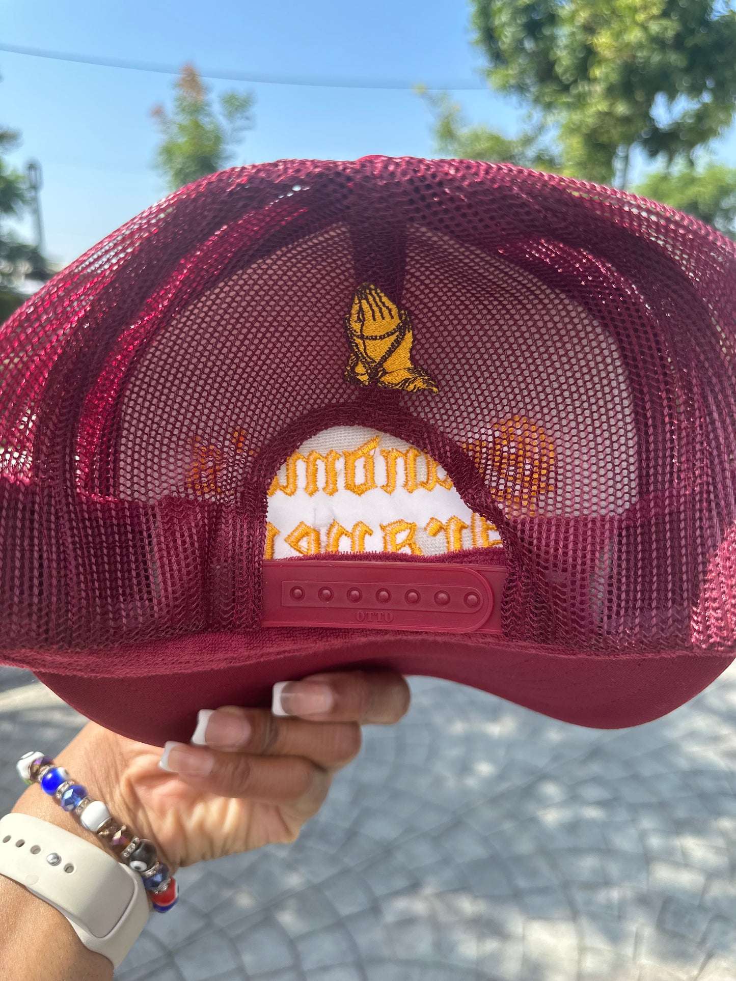 Grandma's Prayers in Maroon - Trucker Hat (Pre-order)