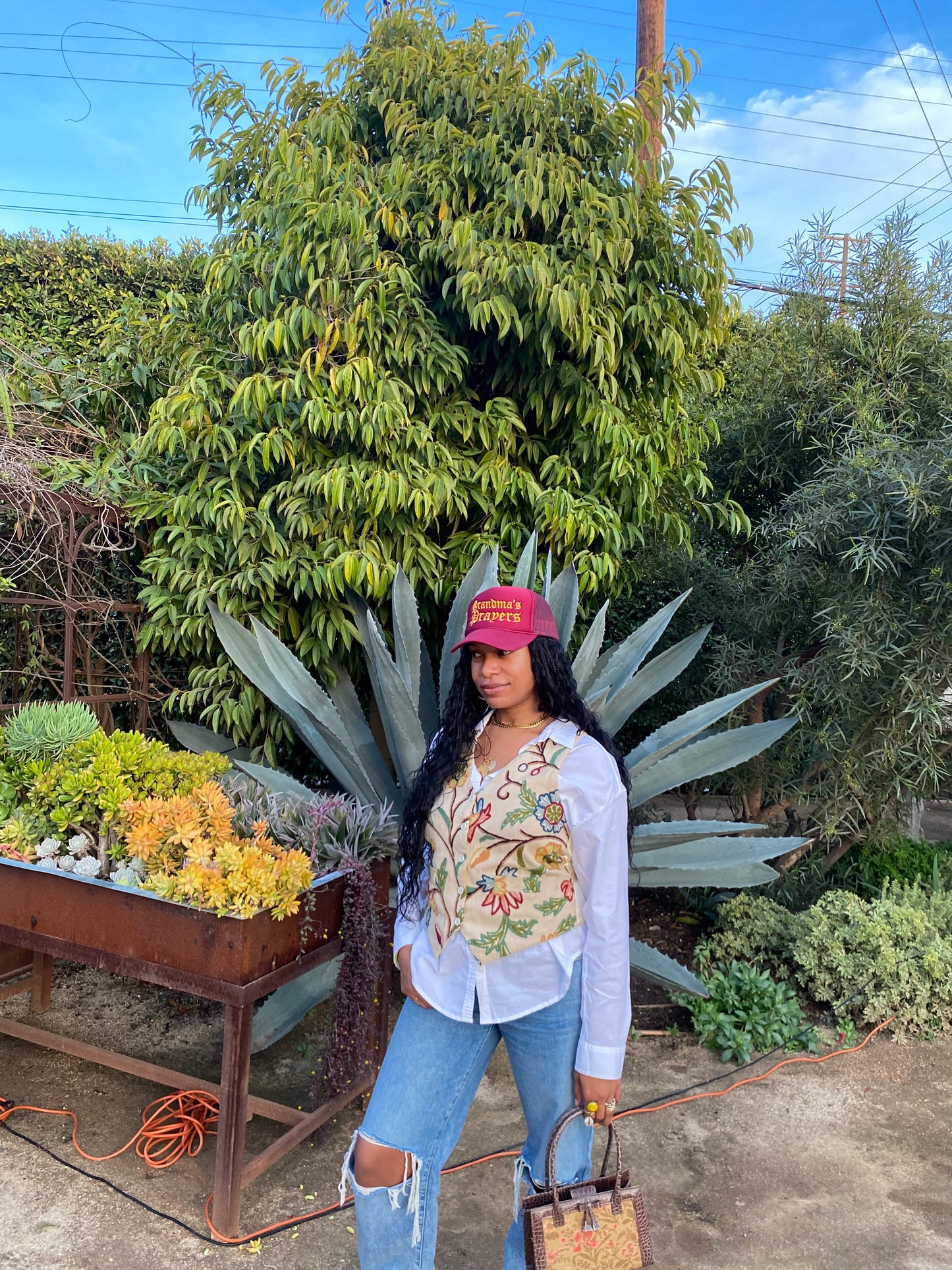 Grandma's Prayers in Maroon - Trucker Hat (Pre-order)
