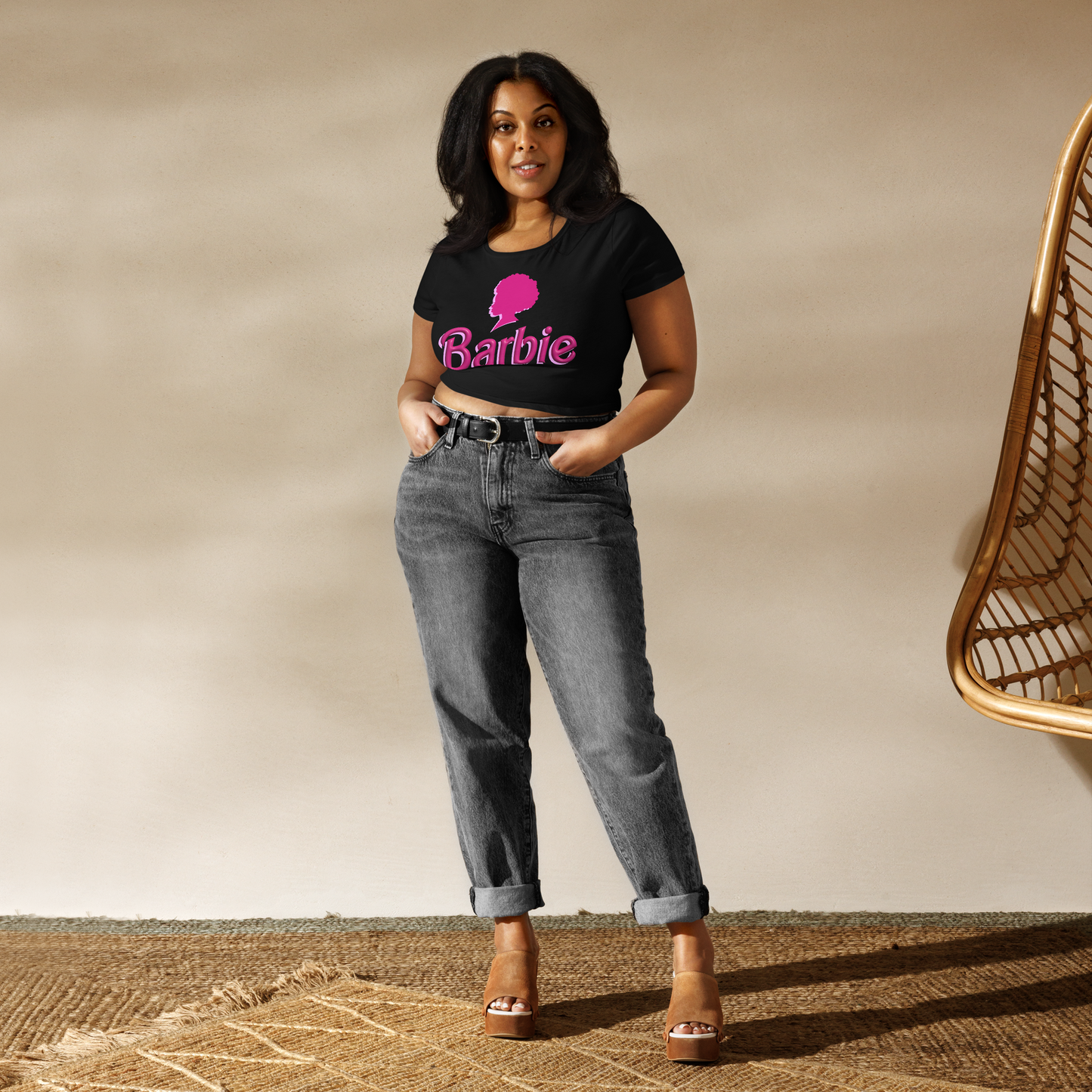 Black Barbie Crop Tee (Free Shipping)