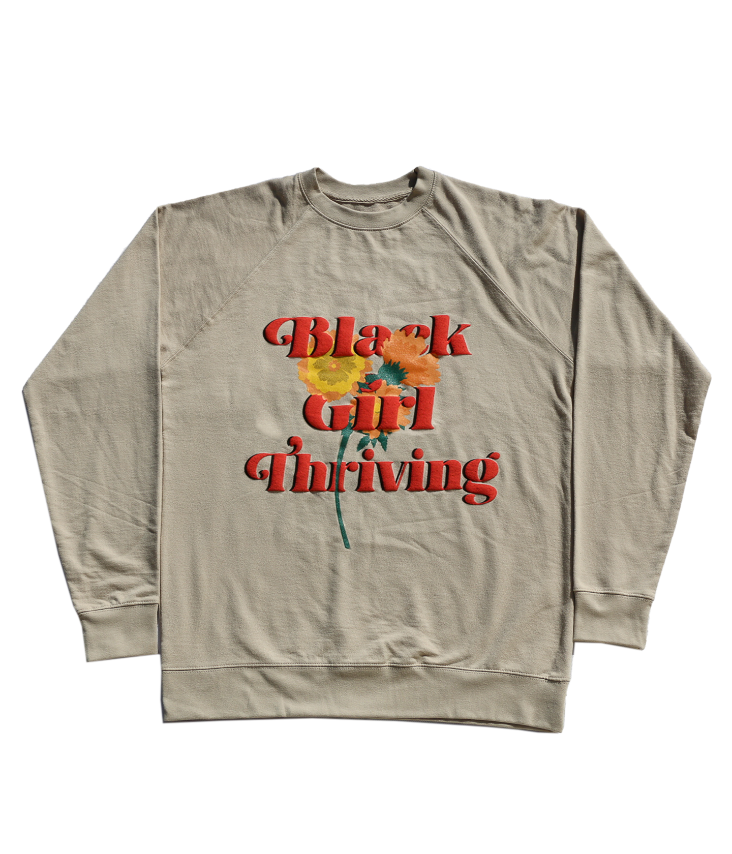 Black Girl Thriving (Sand) Sweatshirt In Puff Print