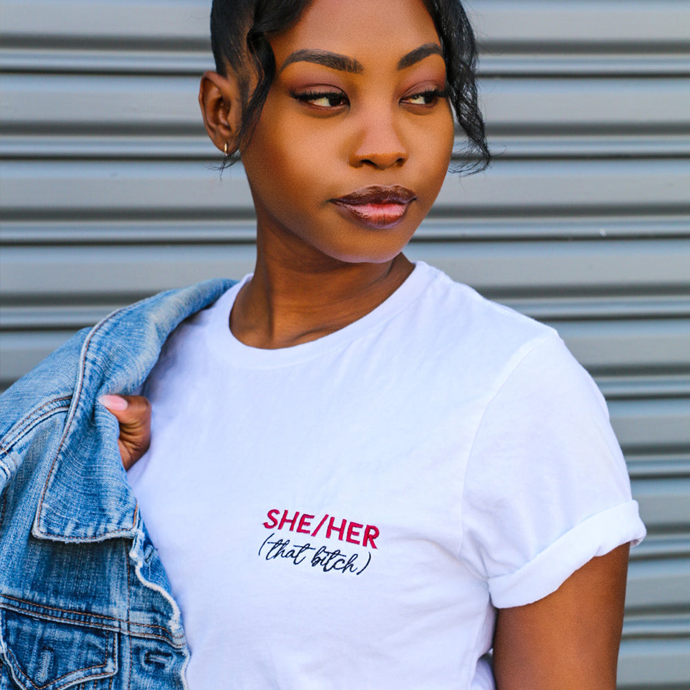 She/Her (Embroidered) T-Shirt